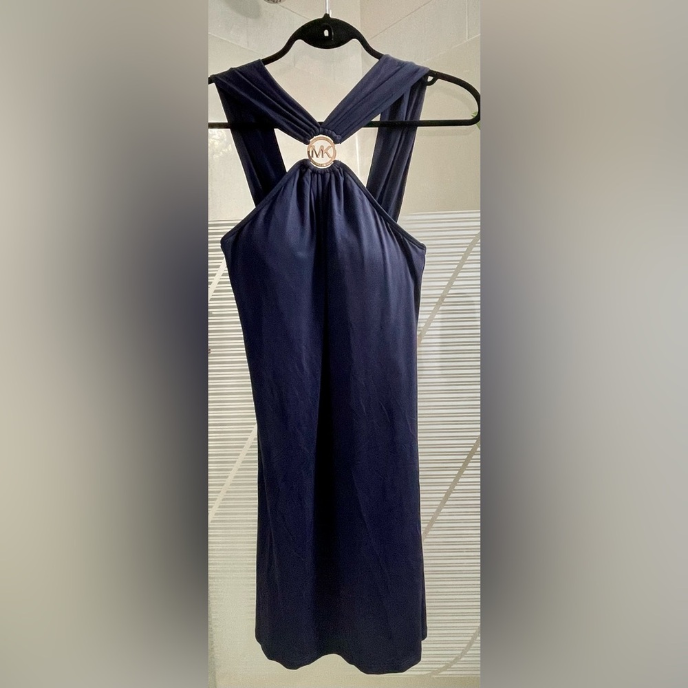 MICHAEL Michael Kors Blue Halter Sheath Dress